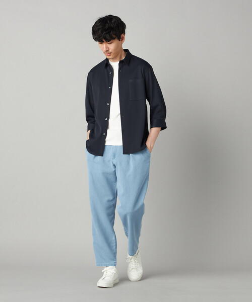 COMME CA MEN(コムサメン)の「千鳥ジャージー 七分袖カジュアルシャツ(シャツ/ブラウス・メンズ・ブラック/ネイビー・L/M/S)」の9枚目の写真