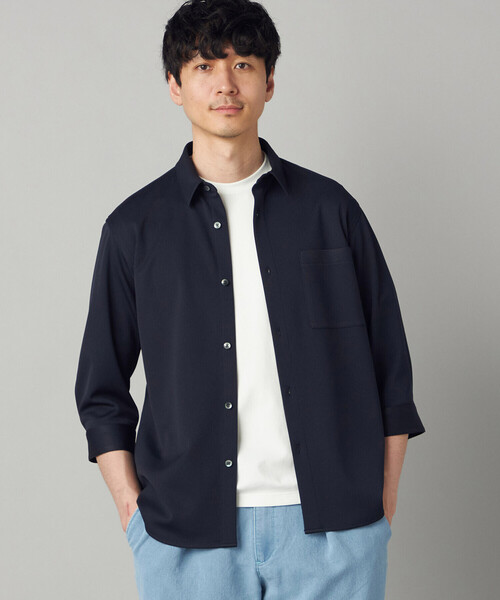 COMME CA MEN(コムサメン)の「千鳥ジャージー 七分袖カジュアルシャツ(シャツ/ブラウス・メンズ・ブラック/ネイビー・L/M/S)」の10枚目の写真