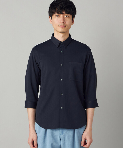 COMME CA MEN(コムサメン)の「千鳥ジャージー 七分袖カジュアルシャツ(シャツ/ブラウス・メンズ・ブラック/ネイビー・L/M/S)」の11枚目の写真