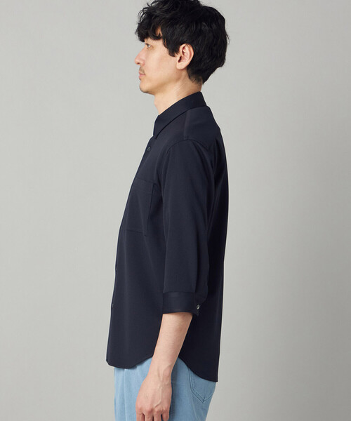 COMME CA MEN(コムサメン)の「千鳥ジャージー 七分袖カジュアルシャツ(シャツ/ブラウス・メンズ・ブラック/ネイビー・L/M/S)」の12枚目の写真