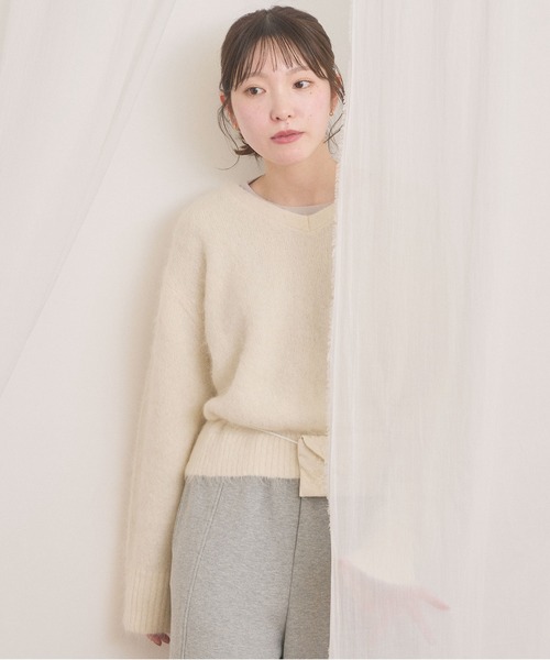 fig London(フィグロンドン)の「fluff Vneck(ニット/セーター・レディース・ホワイト/グレー・FREE)」の20枚目の写真