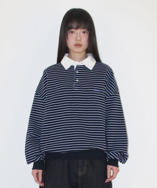 AMESWORLDWIDE（アメスワールドワイド）の「RUGBY STRIPE SWEATSHIRT NAVY（スウェット・レディース・その他・FREE）」の2枚目の写真