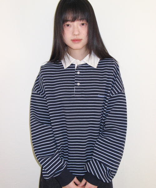 AMESWORLDWIDE（アメスワールドワイド）の「RUGBY STRIPE SWEATSHIRT NAVY（スウェット・レディース・その他・FREE）」の5枚目の写真