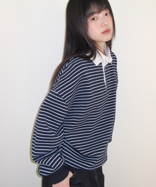 AMESWORLDWIDE（アメスワールドワイド）の「RUGBY STRIPE SWEATSHIRT NAVY（スウェット・レディース・その他・FREE）」の6枚目の写真