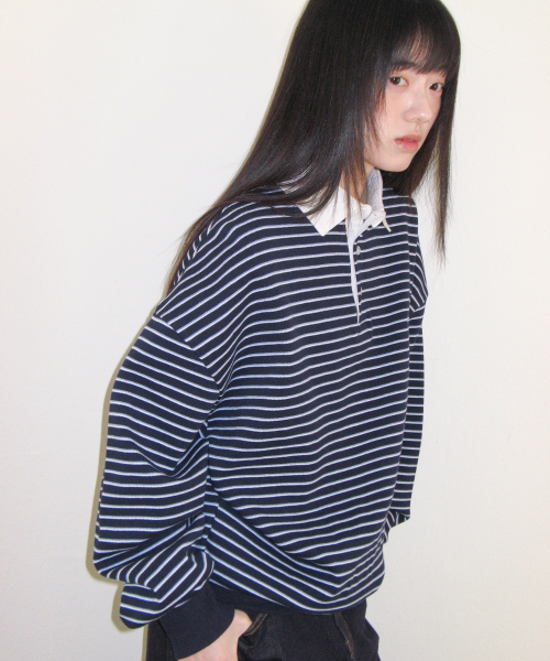 AMESWORLDWIDE（アメスワールドワイド）の「RUGBY STRIPE SWEATSHIRT NAVY（スウェット・レディース・その他・FREE）」の7枚目の写真