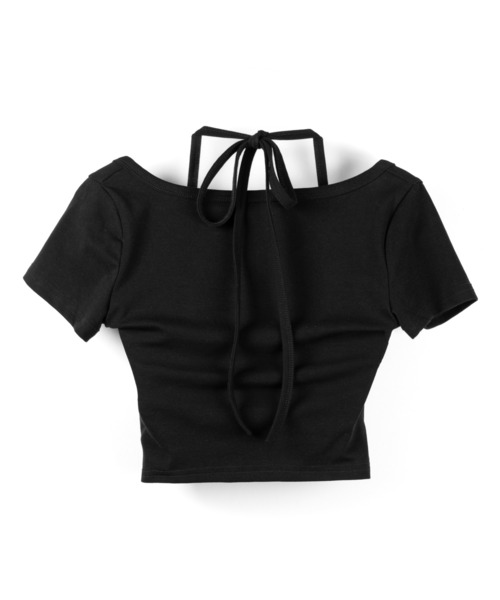 me+em select(ミームセレクト)の「【 3color 】ホルターネックレイヤードショートぴちTシャツ / halter neck layered short pichi T-shirts(Tシャツ/カットソー・レディース・ブラック/ホワイト/グレー・FREE)」の12枚目の写真
