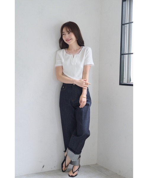 FMiBL(ファミル)の「キーネックトップス(Tシャツ/カットソー・レディース・ブラック/ホワイト/グレー・FREE)」の18枚目の写真
