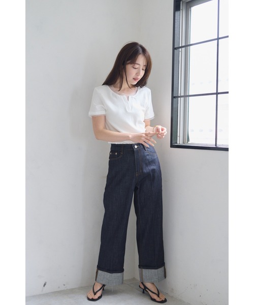 FMiBL(ファミル)の「キーネックトップス(Tシャツ/カットソー・レディース・ブラック/ホワイト/グレー・FREE)」の20枚目の写真