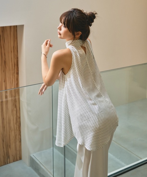 KINO THE KEI(キノザケイ)の「アメスリ 2WAY ドット タイ ブラウス KINO THE KEI(シャツ/ブラウス・レディース・ブラック/ホワイト・フリー)」の12枚目の写真