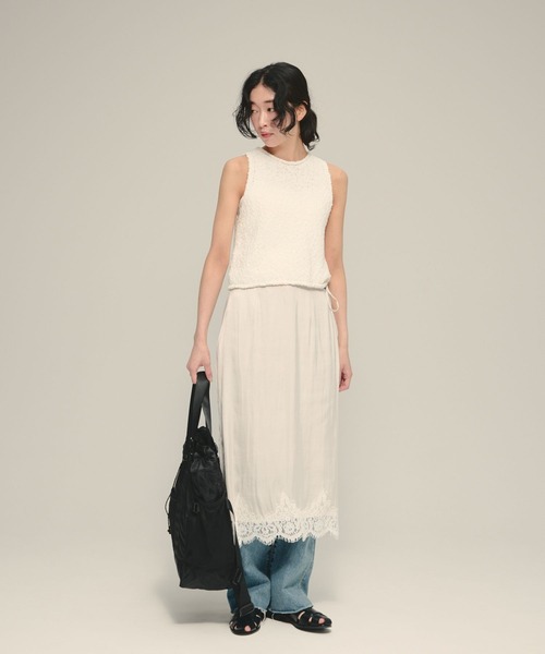 eL(エル)の「【eL】Lace Midi Skirt/878283(スカート・レディース・ブラック/オフホワイト・FREE)」の3枚目の写真