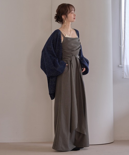 mideal(マイディール)の「drape design combinaison / ドレープデザインコンビネゾン(サロペット/オーバーオール・レディース・チャコールグレー/ブラウン/グレイッシュベージュ・FREE)」の4枚目の写真