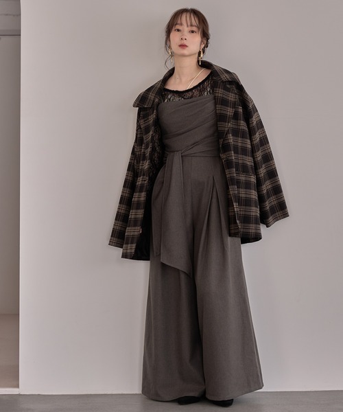 mideal(マイディール)の「drape design combinaison / ドレープデザインコンビネゾン(サロペット/オーバーオール・レディース・チャコールグレー/ブラウン/グレイッシュベージュ・FREE)」の16枚目の写真