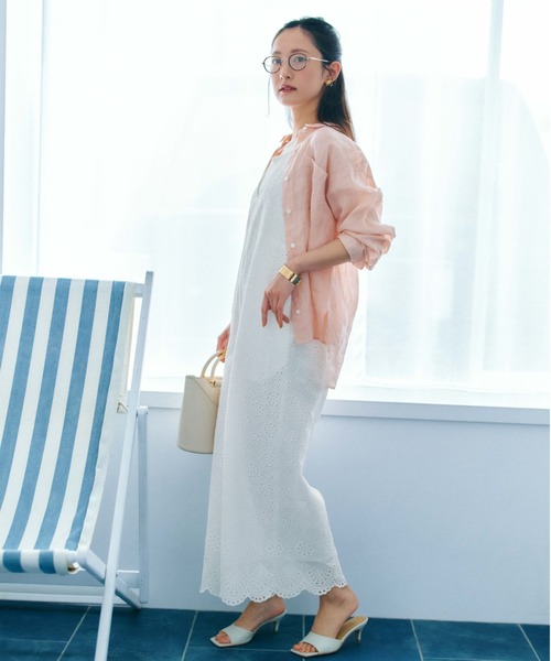 COHINA(コヒナ)の「コットンエンブロイダリーオールインワン 【低身長・小柄女性】(つなぎ/オールインワン・レディース・ブラック/オフホワイト・REGULAR/SHORT)」の12枚目の写真
