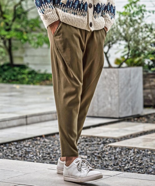 mp15177-Brushed Slacks Fabric Tapered Pants スラックステーパード