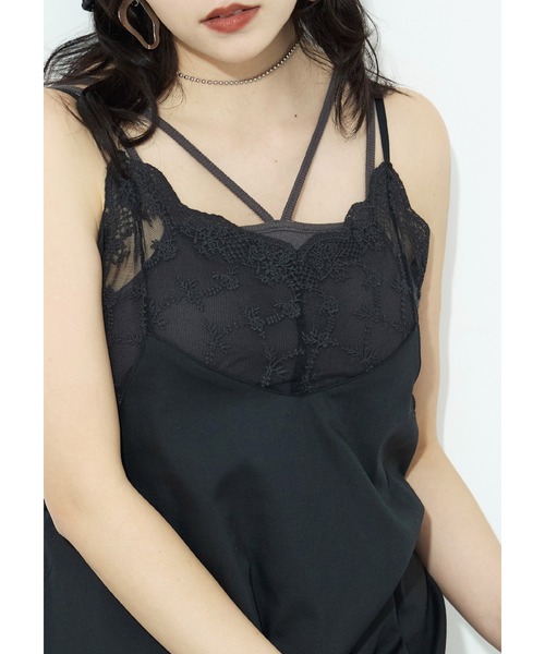 Fashion Letter(ファッションレター)の「T/Cブロード×レース ランジェリー キャミワンピース(ワンピース・レディース・ホワイト/ブラック・M)」の17枚目の写真