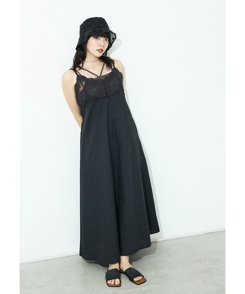 Fashion Letter(ファッションレター)の「T/Cブロード×レース ランジェリー キャミワンピース(ワンピース・レディース・ホワイト/ブラック・M)」の16枚目の写真