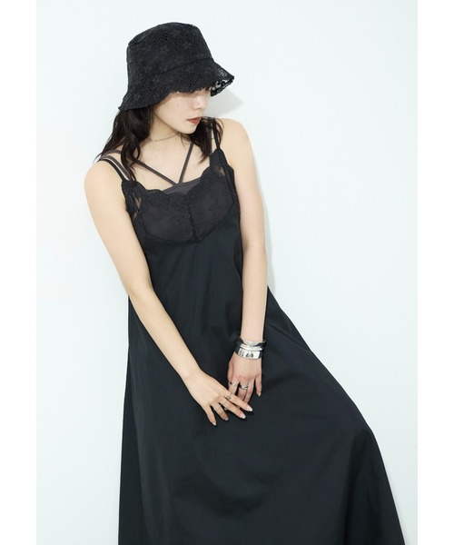 Fashion Letter(ファッションレター)の「T/Cブロード×レース ランジェリー キャミワンピース(ワンピース・レディース・ホワイト/ブラック・M)」の15枚目の写真