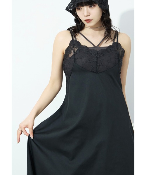 Fashion Letter(ファッションレター)の「T/Cブロード×レース ランジェリー キャミワンピース(ワンピース・レディース・ホワイト/ブラック・M)」の13枚目の写真