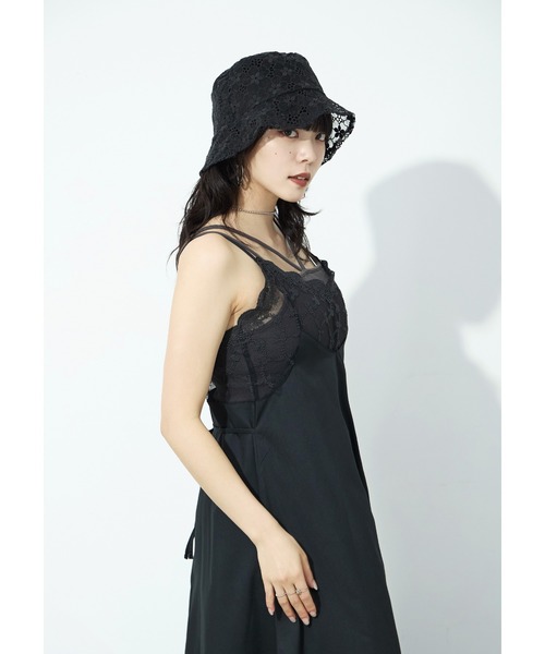 Fashion Letter(ファッションレター)の「T/Cブロード×レース ランジェリー キャミワンピース(ワンピース・レディース・ホワイト/ブラック・M)」の12枚目の写真