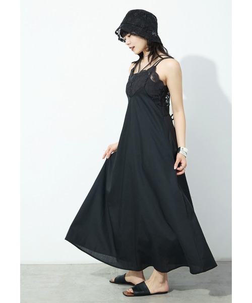 Fashion Letter(ファッションレター)の「T/Cブロード×レース ランジェリー キャミワンピース(ワンピース・レディース・ホワイト/ブラック・M)」の11枚目の写真
