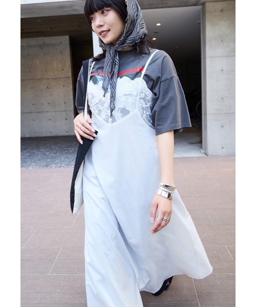 Fashion Letter(ファッションレター)の「T/Cブロード×レース ランジェリー キャミワンピース(ワンピース・レディース・ホワイト/ブラック・M)」の6枚目の写真