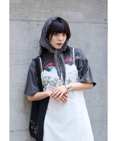 Fashion Letter(ファッションレター)の「T/Cブロード×レース ランジェリー キャミワンピース(ワンピース・レディース・ホワイト/ブラック・M)」の5枚目の写真