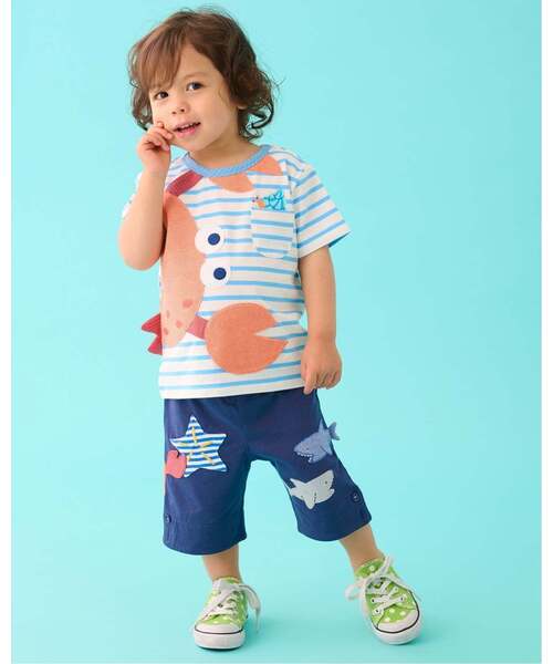 baby cheer(ベイビーチアー)の「サメハーフパンツ(その他パンツ・キッズ・ターコイズブルー/ネイビー・120cm/110cm/80cm/100cm/90cm)」の14枚目の写真
