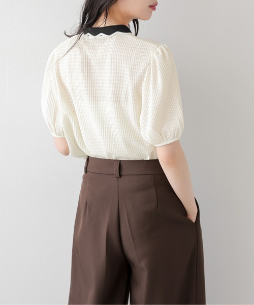 AMELY(エミリー)の「クラシカルサマーニットトップス(ニット/セーター・レディース・ブラック/アイボリー・フリー)」の10枚目の写真