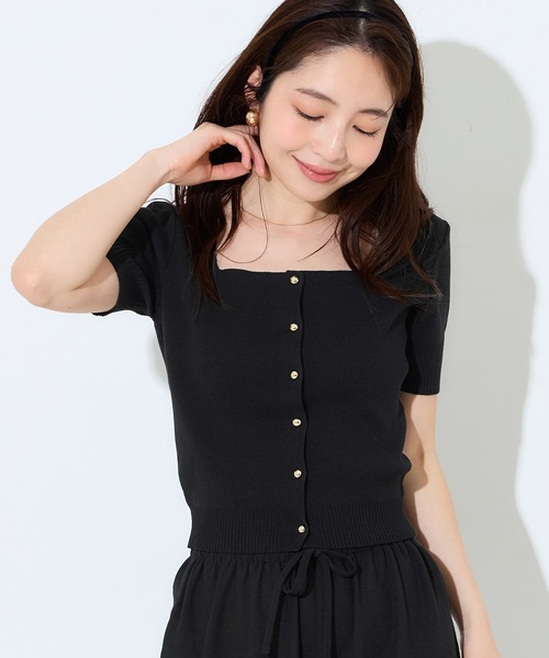coca(coca)(コカ)の「金ボタンスクエアネックトップス(Tシャツ/カットソー・レディース・ブラック/カーキ・L/S/M)」の8枚目の写真