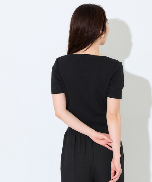 coca(coca)(コカ)の「金ボタンスクエアネックトップス(Tシャツ/カットソー・レディース・ブラック/カーキ・L/S/M)」の10枚目の写真