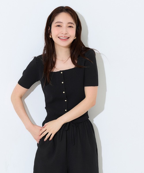 coca(coca)(コカ)の「金ボタンスクエアネックトップス(Tシャツ/カットソー・レディース・ブラック/カーキ・L/S/M)」の11枚目の写真