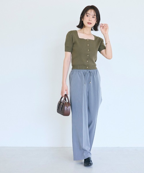 coca(coca)(コカ)の「金ボタンスクエアネックトップス(Tシャツ/カットソー・レディース・ブラック/カーキ・L/S/M)」の16枚目の写真
