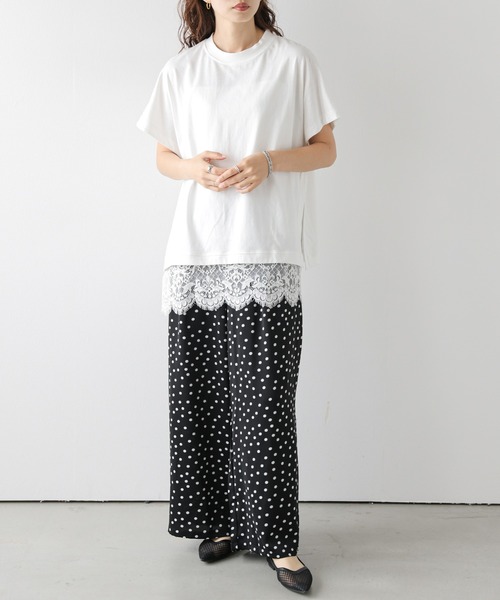 セール】レースキャミ×Tシャツ レイヤードセット（アンサンブル）｜La