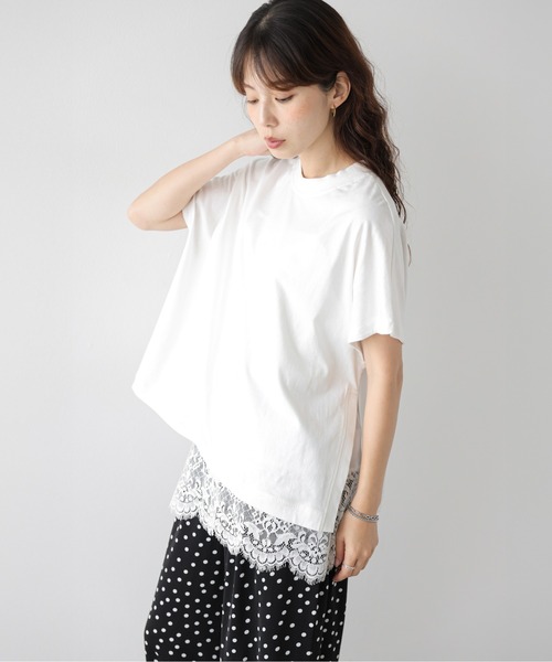 La-gemme(ラジェム)の「レースキャミ×Tシャツ レイヤードセット(アンサンブル・レディース・ホワイト/ブラック・フリー)」の18枚目の写真