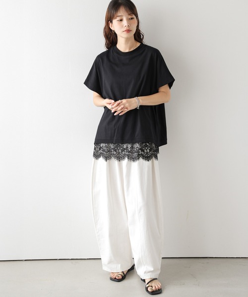 La-gemme(ラジェム)の「レースキャミ×Tシャツ レイヤードセット(アンサンブル・レディース・ホワイト/ブラック・フリー)」の21枚目の写真