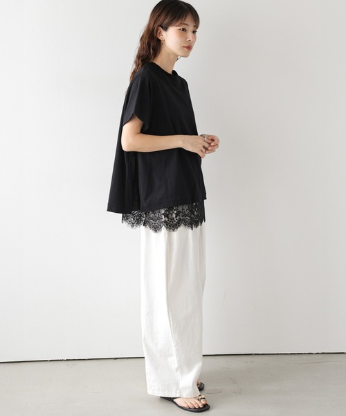 La-gemme(ラジェム)の「レースキャミ×Tシャツ レイヤードセット(アンサンブル・レディース・ホワイト/ブラック・フリー)」の22枚目の写真
