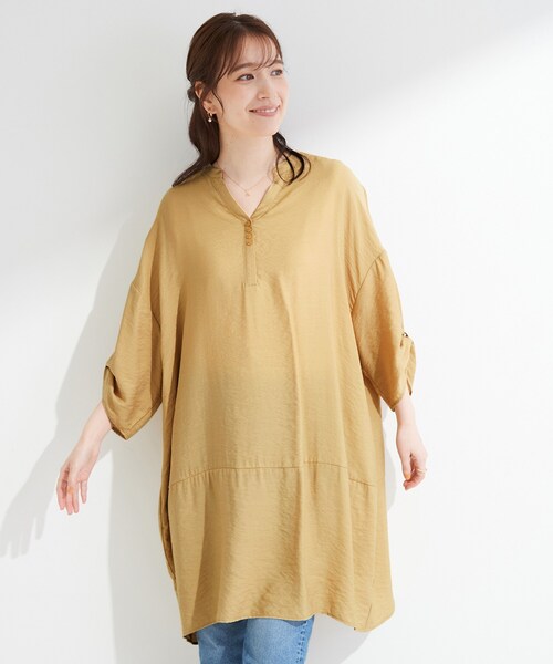 SHOO・LA・RUE(シューラルー)の「【ひんやり/S-LL/洗濯機可】体型カバーにも スラブコクーンチュニック(ワンピース・レディース・ブラウン系その他/ブルー/イエロー系その他/ブラック・04/01/02/03)」の21枚目の写真