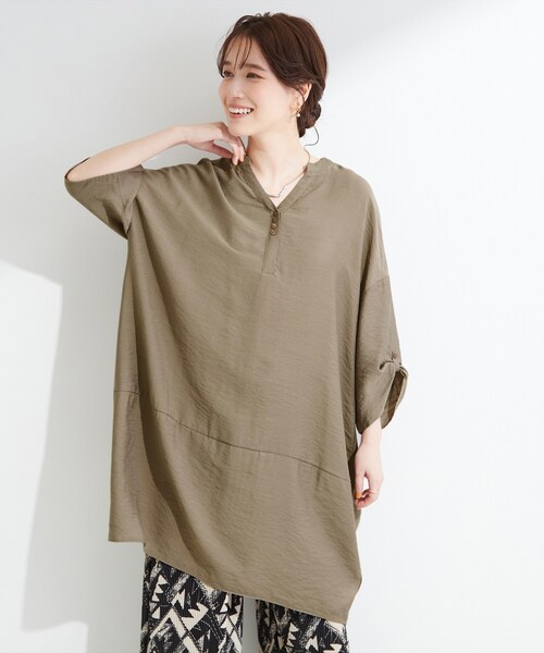 SHOO・LA・RUE(シューラルー)の「【ひんやり/S-LL/洗濯機可】体型カバーにも スラブコクーンチュニック(ワンピース・レディース・ブラウン系その他/ブルー/イエロー系その他/ブラック・04/01/02/03)」の20枚目の写真