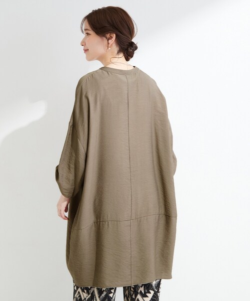 SHOO・LA・RUE(シューラルー)の「【ひんやり/S-LL/洗濯機可】体型カバーにも スラブコクーンチュニック(ワンピース・レディース・ブラウン系その他/ブルー/イエロー系その他/ブラック・04/01/02/03)」の12枚目の写真