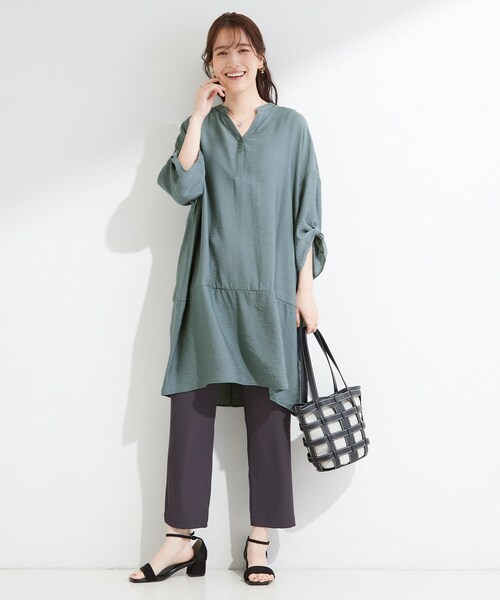 SHOO・LA・RUE(シューラルー)の「【ひんやり/S-LL/洗濯機可】体型カバーにも スラブコクーンチュニック(ワンピース・レディース・ブラウン系その他/ブルー/イエロー系その他/ブラック・04/01/02/03)」の17枚目の写真