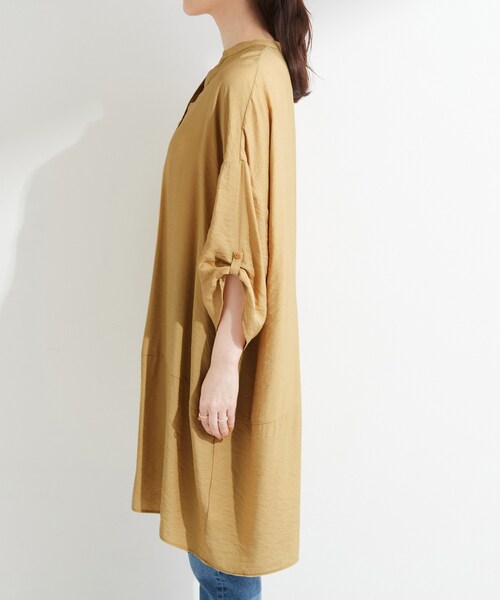 SHOO・LA・RUE(シューラルー)の「【ひんやり/S-LL/洗濯機可】体型カバーにも スラブコクーンチュニック(ワンピース・レディース・ブラウン系その他/ブルー/イエロー系その他/ブラック・04/01/02/03)」の8枚目の写真