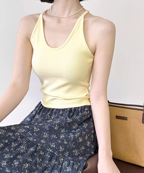 ammy.(エイミードット)の「【 ammy. / エイミードット 】 カップ付き シンプル Uネック タンクトップ(タンクトップ・レディース・ブラック/グレー/レッド/ベージュ/ホワイト/イエロー/ミント・FREE)」の9枚目の写真