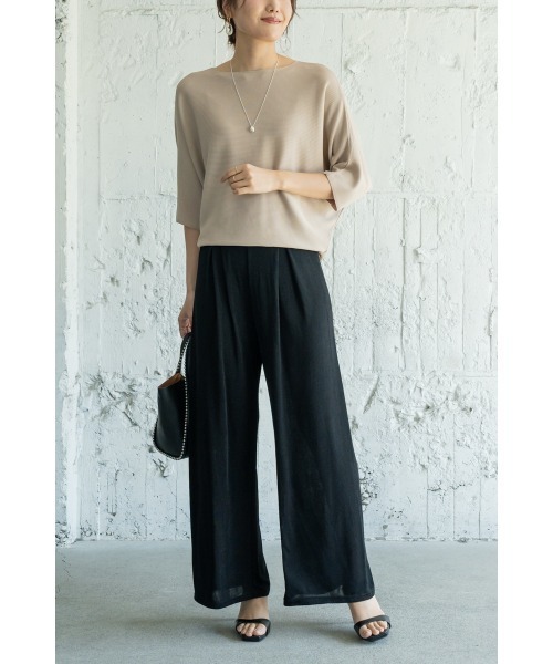 M.deux（エムドゥ）の「ドルマンシルエットサマーニット（ニット/セーター・レディース・グリーン/ベージュ/オレンジ・MEDIUM）」の6枚目の写真