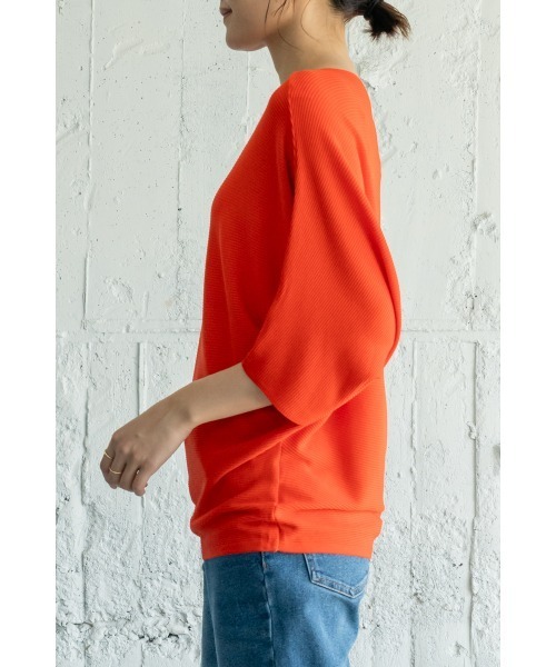 M.deux（エムドゥ）の「ドルマンシルエットサマーニット（ニット/セーター・レディース・グリーン/ベージュ/オレンジ・MEDIUM）」の9枚目の写真