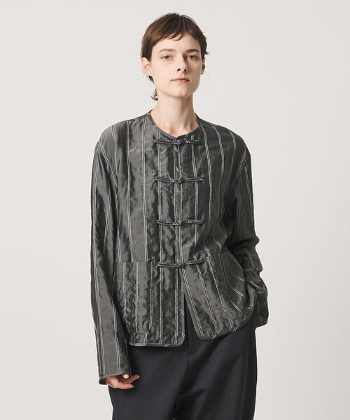 LOEFF(ロエフ)の「<LOEFF>ストライプ チャイナ ジャケット(その他アウター・レディース・グレー系・1/0)」の1枚目の写真