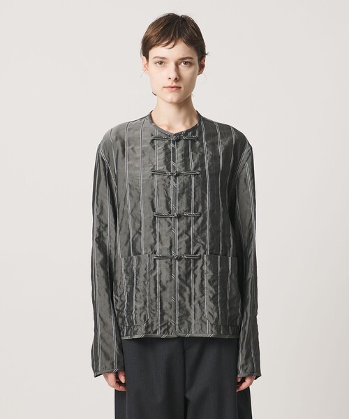 LOEFF(ロエフ)の「<LOEFF>ストライプ チャイナ ジャケット(その他アウター・レディース・グレー系・1/0)」の3枚目の写真