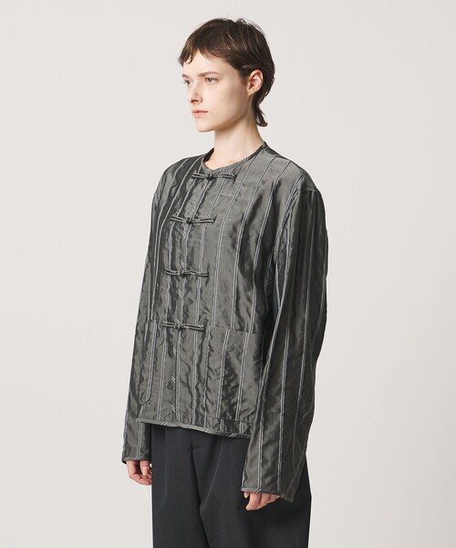 LOEFF(ロエフ)の「<LOEFF>ストライプ チャイナ ジャケット(その他アウター・レディース・グレー系・1/0)」の4枚目の写真