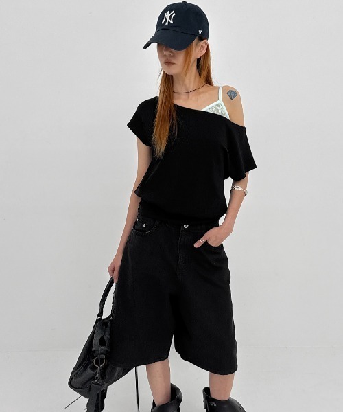 BLACKUP（ブラックアップ）の「[MADE] テポドルマンボートネック半袖Tシャツ（Tシャツ/カットソー・レディース・ライトブルー/グレー/ブラック・FREE）」の4枚目の写真