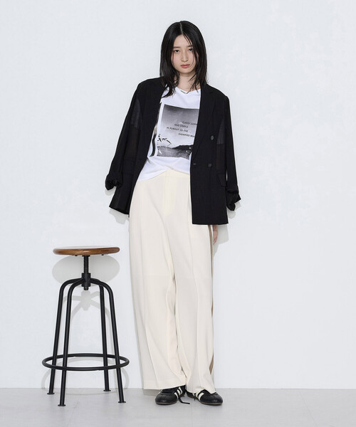 COMME CA(コムサ)の「ストレッチダブルクロス トラックパンツ(その他パンツ・レディース・ネイビー/オフホワイト・11号/9号)」の3枚目の写真