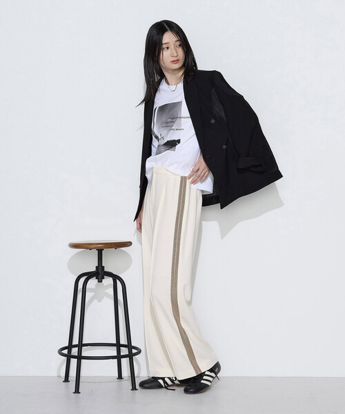 COMME CA(コムサ)の「ストレッチダブルクロス トラックパンツ(その他パンツ・レディース・ネイビー/オフホワイト・11号/9号)」の5枚目の写真
